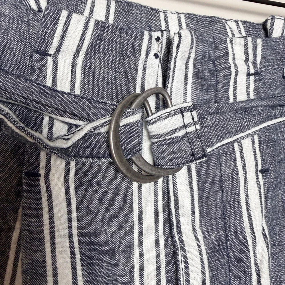 Abercrombie & Fitch S Paper Bag Railroad Striped Linen‎ Cotton Belt Stripe Pants